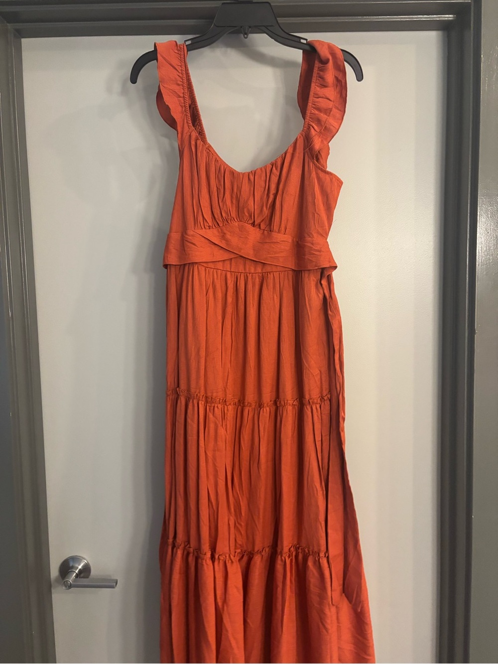 Trixxi Orange Tiered Maxi Dress with Ruffle Straps